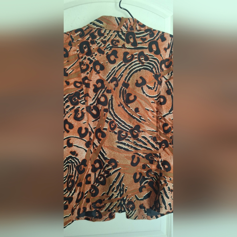 MULTIPLES RUST Animal Print JACKET BLAZER XL LINEN BLEND Formal Office Party S11 - Picture 6 of 12